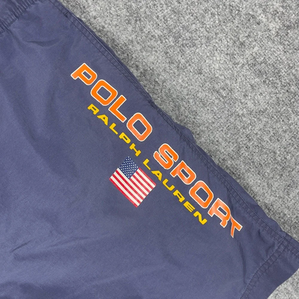 Vintage Polo Sport Swim Trunks Mens L Navy Blue Flag Logo Shorts